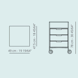 Kartell Mobil chest of drawers with 3 drawers, 1 shelf and wheels - Buy now on ShopDecor - Discover the best products by KARTELL design